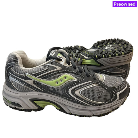 Womens Saucony Ridge Tr-Original Trail Running Shoe - Gray/Green- Size 6.5M Preowned Athletic