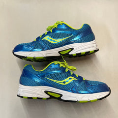 Saucony Womens Grid Cohesion 6 -Blue/Citron- Running Shoe - Size 9.5M Preowned Athletic