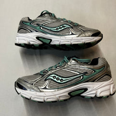 Saucony Womens Grid Cohesion 7 -Silver/Navy/Green- Running Shoe Size 6M Preowned Athletic