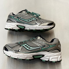 Saucony Womens Grid Cohesion 7 -Silver/Navy/Green- Running Shoe Size 7.5M Preowned Athletic