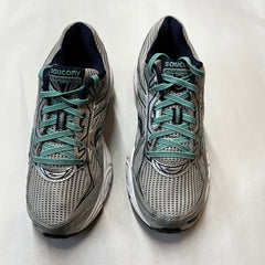 Saucony Womens Grid Cohesion 7 -Silver/Navy/Green- Running Shoe Size 8.5M Preowned Athletic