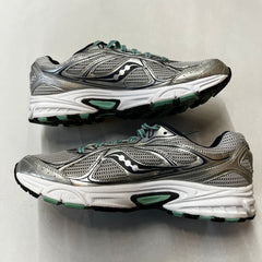 Saucony Womens Grid Cohesion 7 -Silver/Navy/Green- Running Shoe Size 10M Preowned Athletic