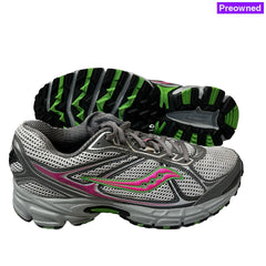 Womens Grid Cohesion Tr7 Trail Running Grey/Green/Fuchsia Size 10M -Preowned Athletic