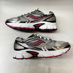 Saucony Cohesion 5 Running Shoe Silver/Black/Pink 6 Wide - Preowned Athletic