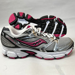 Saucony Cohesion 5 Running Shoe Silver/Black/Pink 6.5 Wide - Preowned Athletic