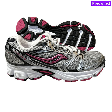 Saucony Cohesion 5 Running Shoe Silver/Black/Pink 6.5 Wide - Preowned Athletic