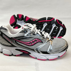 Saucony Cohesion 5 Running Shoe Silver/Black/Pink 9 Wide - Preowned Athletic