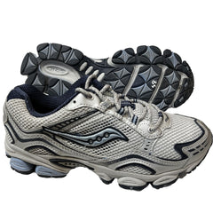 Womens Saucony Grid Ramble Tr-Original Trail Running Silver/Blue-Preowned 8.5M / Silver/Blue