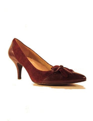 Ellen Tracy Womens -Hellie-  Leather/Suede Tassle Heels •Wine• - ShooDog.com