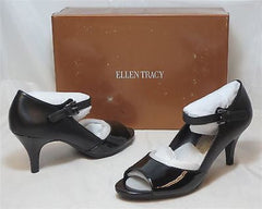 ELLEN TRACY Women's Faith Open Toe Pumps - Black- - ShooDog.com