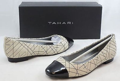 TAHARI Women's Imani Flats - Warm White/Black Patent - Multi SZ NIB - MSRP $89 - ShooDog.com