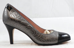 TARYN ROSE Women's Thompson Pump - Pewter/Black Patent - 6M - ShooDog.com