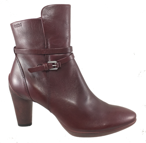 Women's ECCO Sculptured 75  •Merlot Leather• Ankle Boot - ShooDog.com