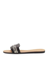 ELIE TAHARI  Women's Negril •Black/White• Leather Slide Sandal - ShooDog.com