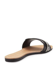 ELIE TAHARI  Women's Negril •Black/White• Leather Slide Sandal - ShooDog.com