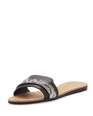 ELIE TAHARI  Women's Negril •Black/White• Leather Slide Sandal - ShooDog.com