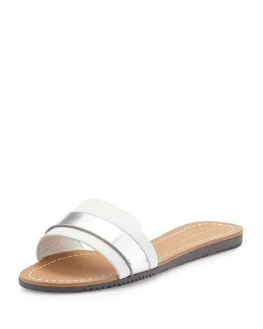 ELIE TAHARI  Women's Negril •Chrome/Argento• Leather Slide Sandal - ShooDog.com