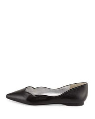 TAHARI Women's Emmy •Black• Scalloped Leather Flat - ShooDog.com