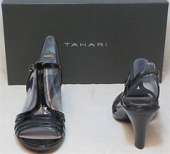 TAHARI Women's Barcelona Mid Heel Sandal - Black Patent - Multi SZ NIB - MSP $99 - ShooDog.com