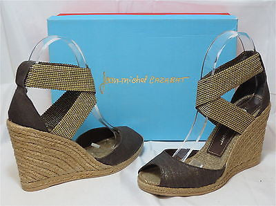 JEAN-MICHEL CAZABAT Women's Barcelona Wedge - Antique Gold - Multi Sz- MSRP $195 - ShooDog.com