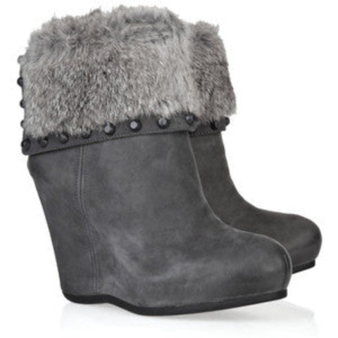 ASH Women's •Uranus• Covered Wedge Bootie - Iron Nubuck - ShooDog.com