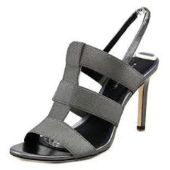 ELIE TAHARI  Womens Ithaca •Pewter• High Heel Stretch Caged Sandals - ShooDog.com