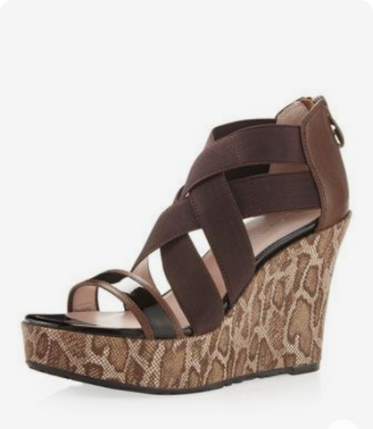 TARYN ROSE Women's •Sebastian• Strappy Platform Animal Print Wedge